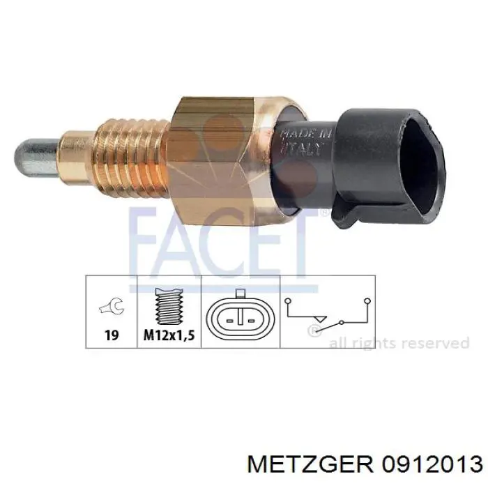 Датчик включення ліхтарів заднього ходу 0912013 Metzger