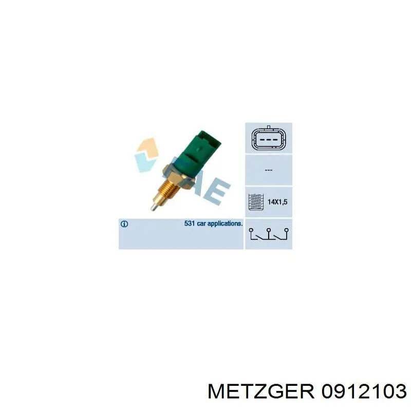 Купить 0912103 Metzger Датчик света заднего хода