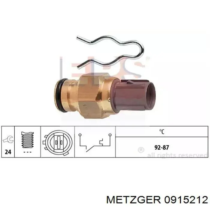 Датчик включения вентилятора радиатора 0915212 Metzger