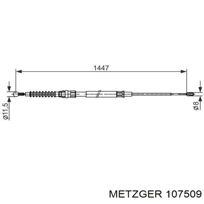 107509 Metzger трос ручного тормоза задний правый/левый