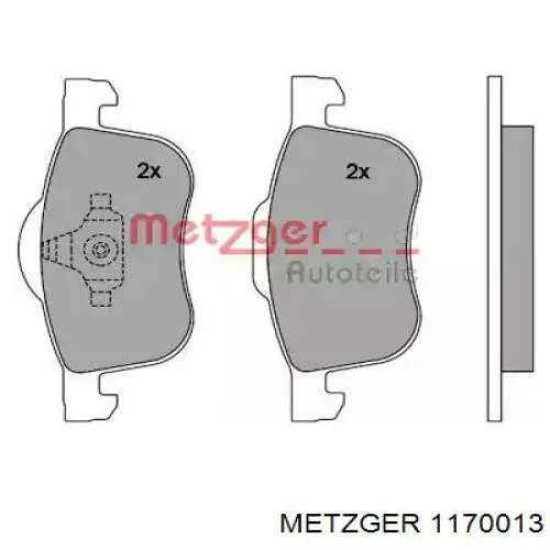 1170013 Metzger колодки тормозные передние дисковые