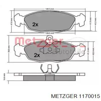 Передние тормозные колодки 1170015 Metzger