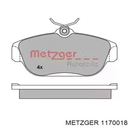 Передние тормозные колодки 1170018 Metzger