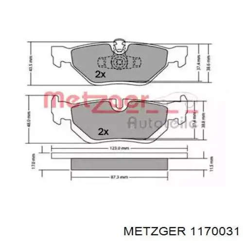 Задние тормозные колодки 1170031 Metzger