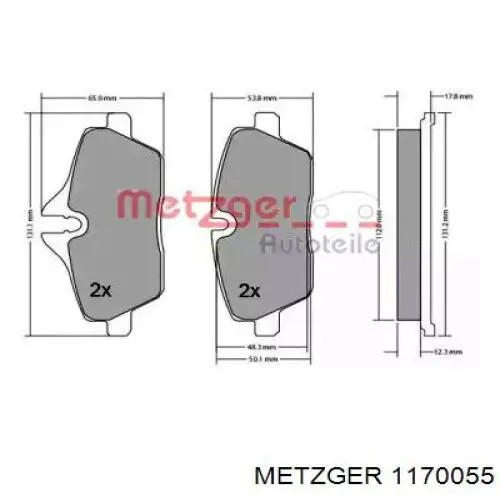 Передние тормозные колодки 1170055 Metzger