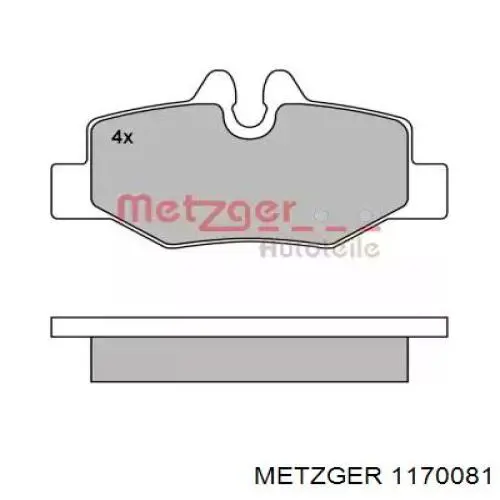 Задние тормозные колодки 1170081 Metzger