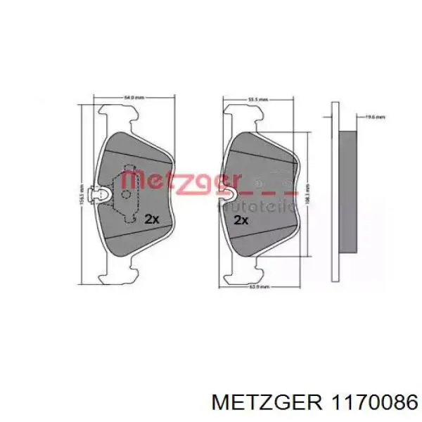 Передние тормозные колодки 1170086 Metzger