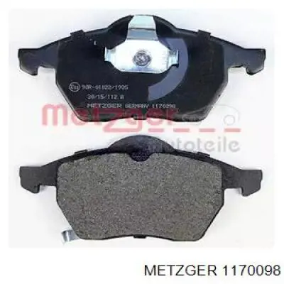 Колодки тормозные передние дисковые Metzger 1170098