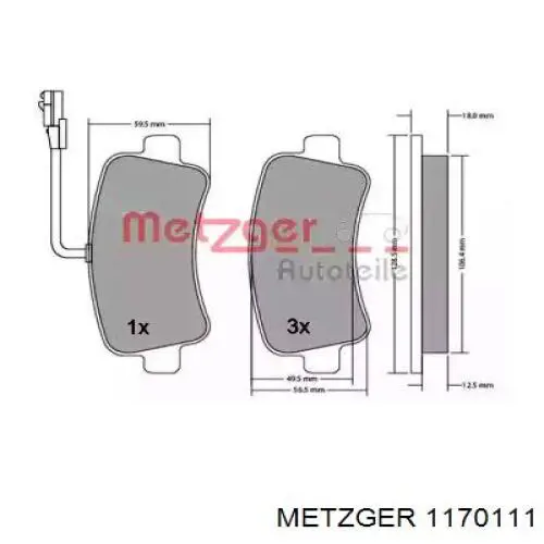 Задние тормозные колодки 1170111 Metzger