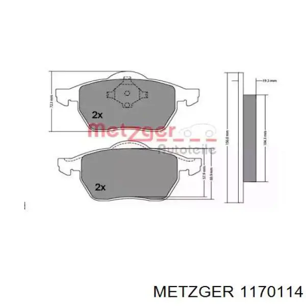 Передние тормозные колодки 1170114 Metzger