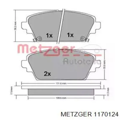 Передние тормозные колодки 1170124 Metzger