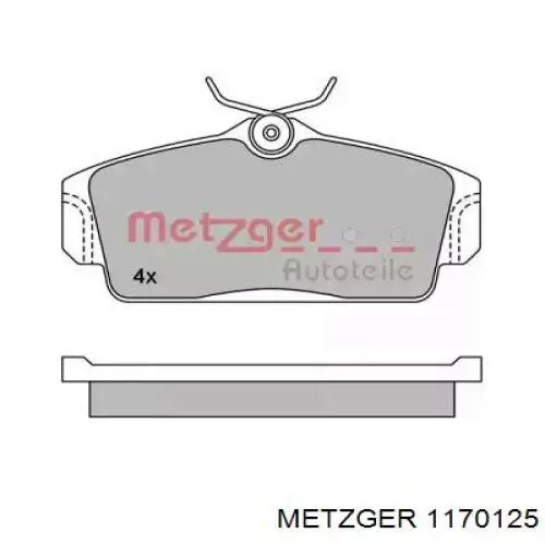 Передние тормозные колодки 1170125 Metzger