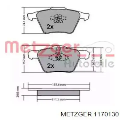 Передние тормозные колодки 1170130 Metzger