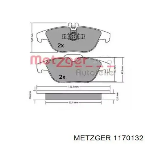 Задние тормозные колодки 1170132 Metzger