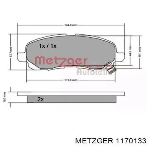 Передние тормозные колодки 1170133 Metzger