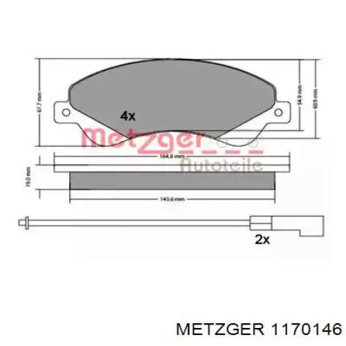 Колодки тормозные передние дисковые Metzger 1170146