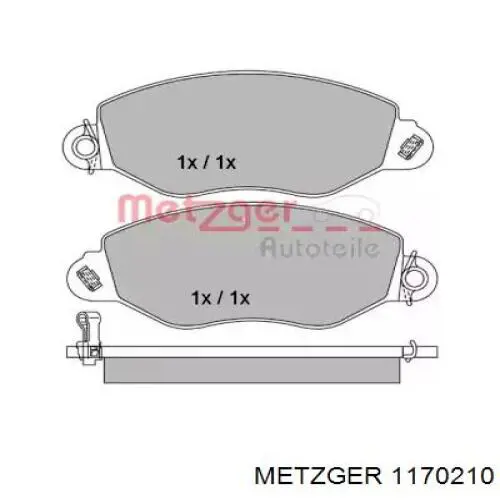 Передние тормозные колодки 1170210 Metzger