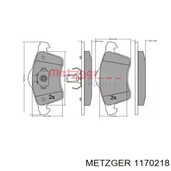 Передние тормозные колодки 1170218 Metzger