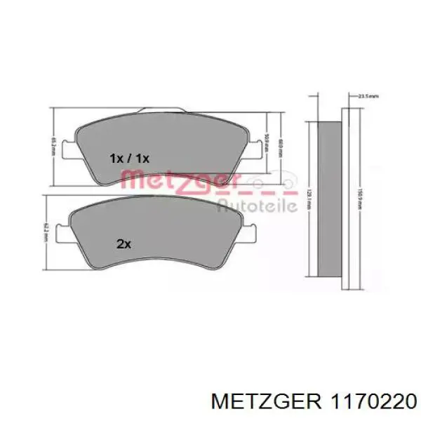 Передние тормозные колодки 1170220 Metzger