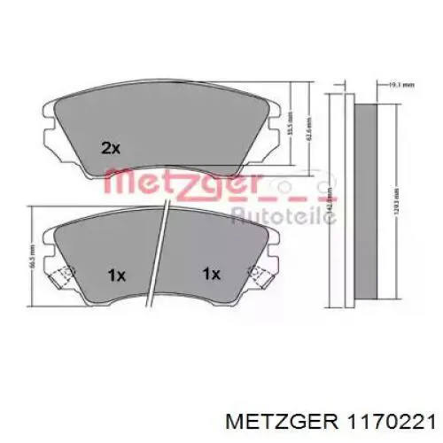 Передние тормозные колодки 1170221 Metzger