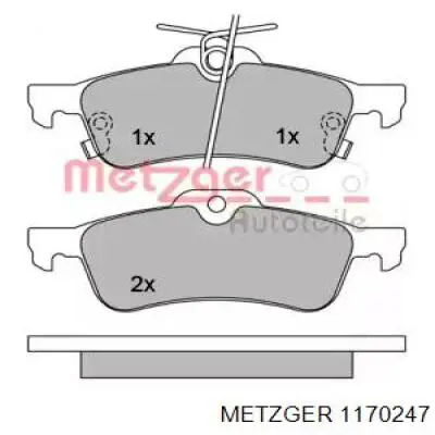 Задние тормозные колодки 1170247 Metzger