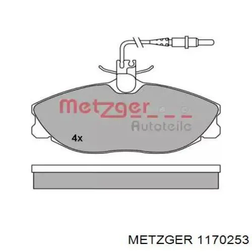 Передние тормозные колодки 1170253 Metzger