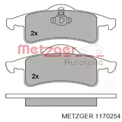 Задние тормозные колодки 1170254 Metzger