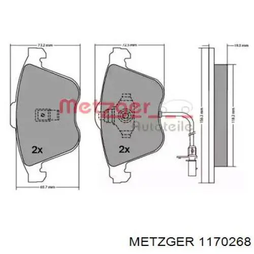 Передние тормозные колодки 1170268 Metzger