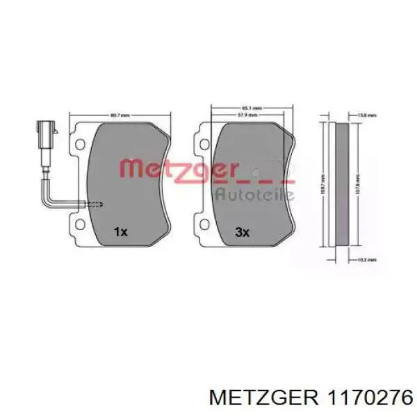 Передние тормозные колодки 1170276 Metzger