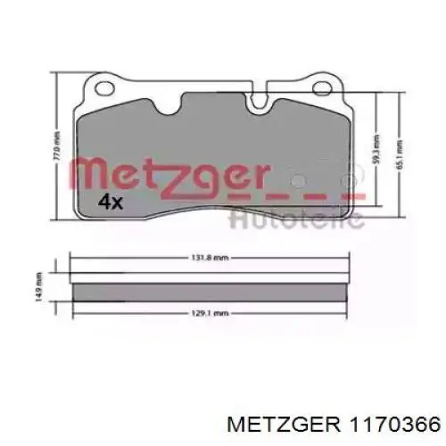 Передние тормозные колодки 1170366 Metzger