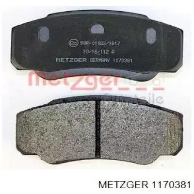 Задние тормозные колодки 1170381 Metzger