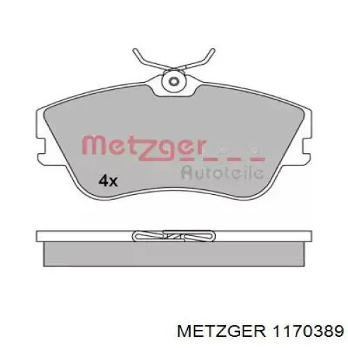 Передние тормозные колодки 1170389 Metzger