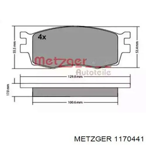 Передние тормозные колодки 1170441 Metzger