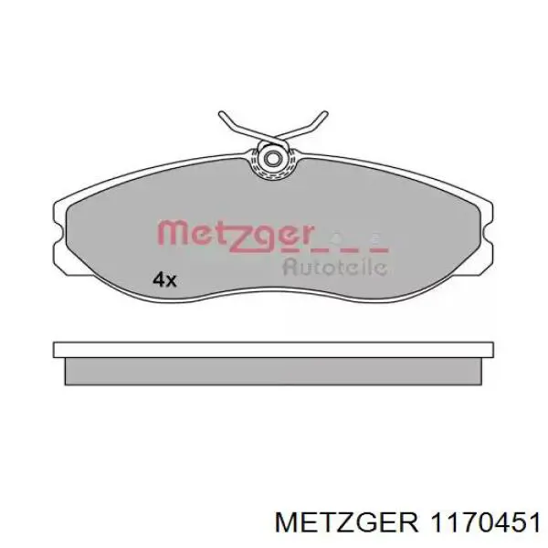 Передние тормозные колодки 1170451 Metzger