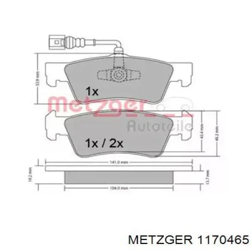 Задние тормозные колодки 1170465 Metzger