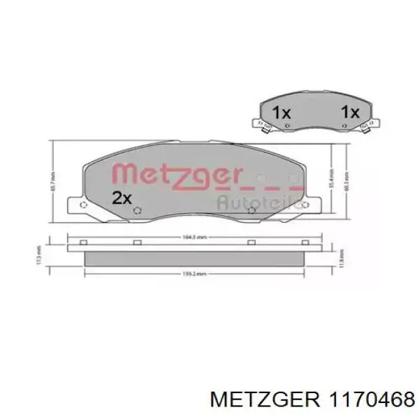 Передние тормозные колодки 1170468 Metzger