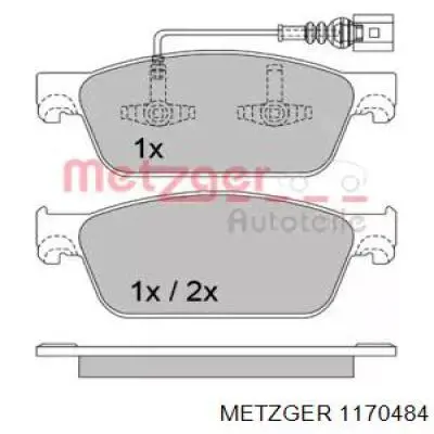 Передние тормозные колодки 1170484 Metzger