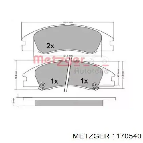 Передние тормозные колодки 1170540 Metzger