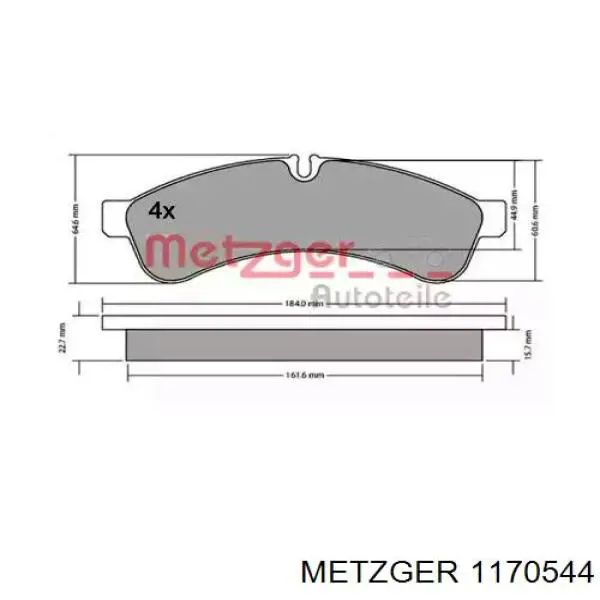 Задние тормозные колодки 1170544 Metzger