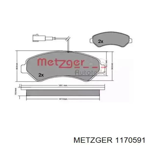 Колодки тормозные передние дисковые METZGER 1170591