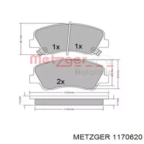 Колодки тормозные передние дисковые Metzger 1170620