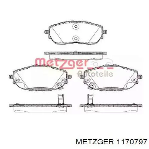 Колодки тормозные передние дисковые METZGER 1170797