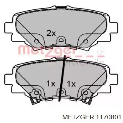 Задние тормозные колодки 1170801 Metzger