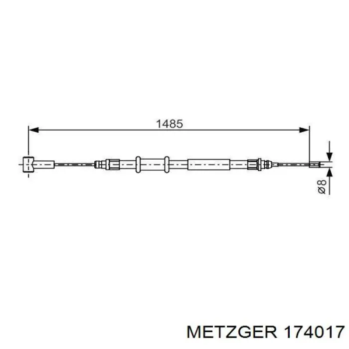 Задний правый трос ручника 174017 Metzger