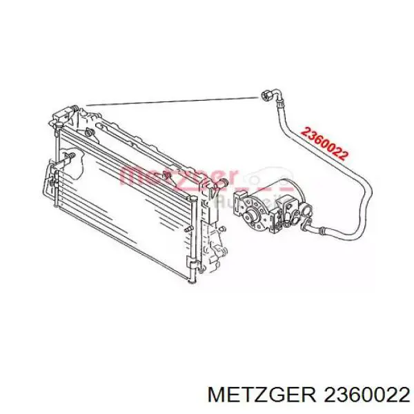 2360022 Metzger mangueira de aparelho de ar condicionado, desde o compressor até o radiador