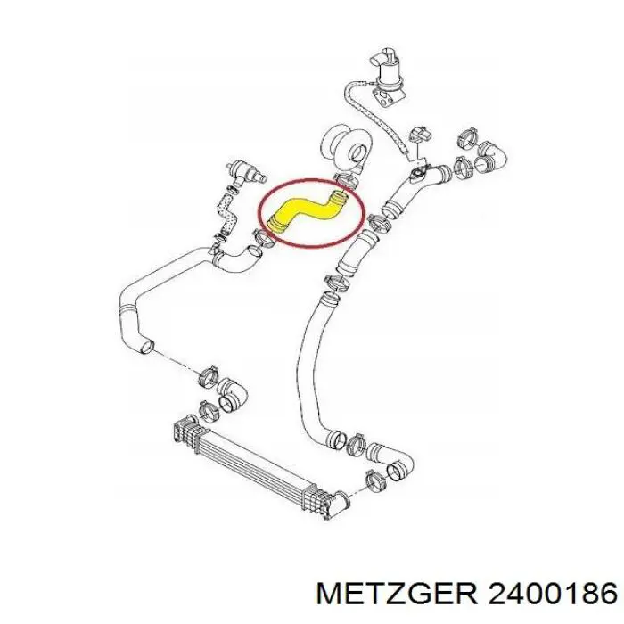 Купить 2400186 Metzger Патрубок воздушный, выход из турбины/компрессора (наддув)