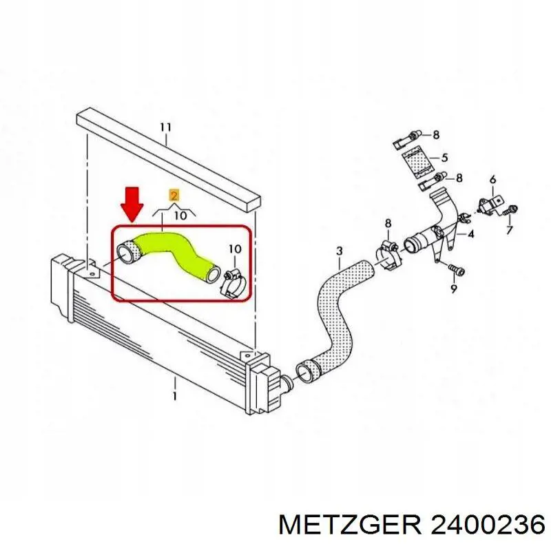 2400236 Metzger mangueira (cano derivado direita de intercooler)