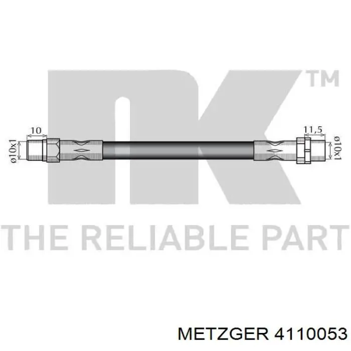 Шланг тормозной задний Metzger 4110053