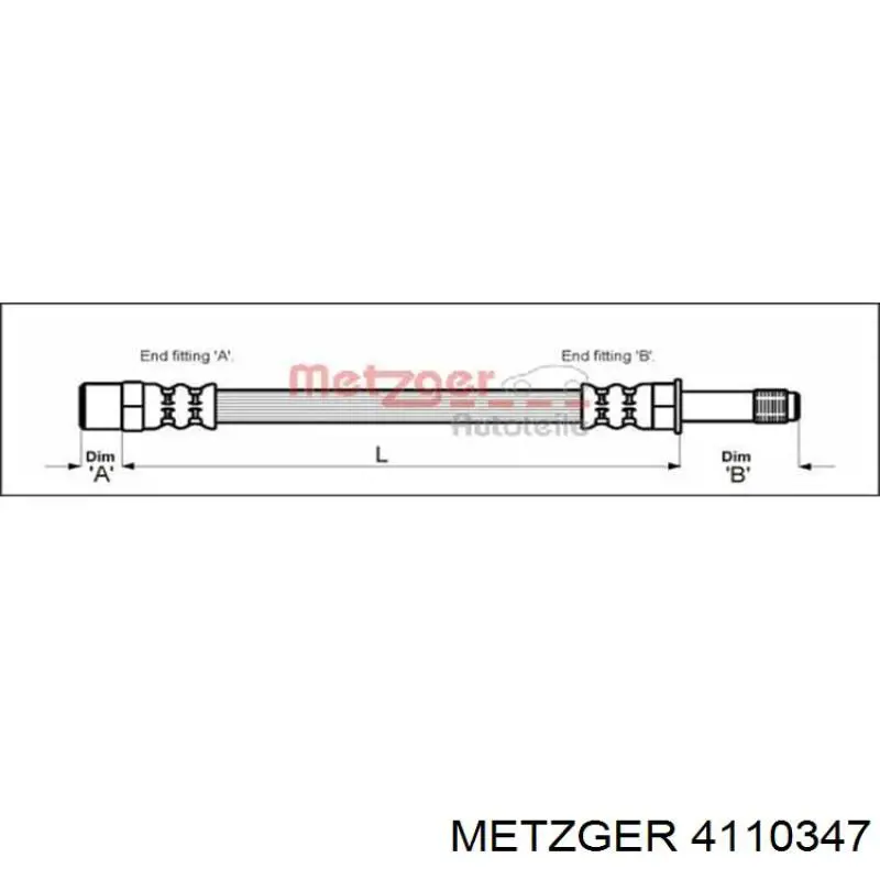 Шланг тормозной передний 4110347 Metzger