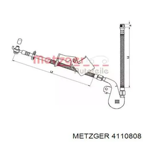 Шланг тормозной передний левый 4110808 Metzger